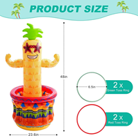 Seau à glace gonflable en forme de cactus avec jeu de lancer d'anneaux, décoration de fête estivale pour piscine et plage, refroidisseur de boissons pour divertissement en plein air