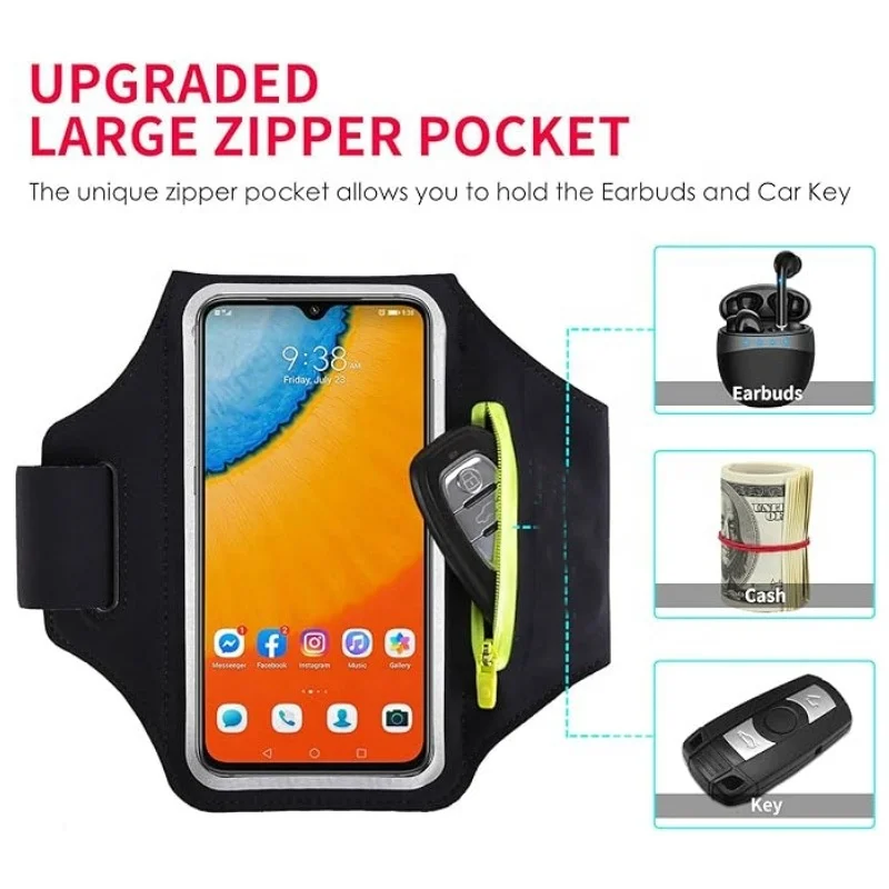 PRO ZINGER Waterproof Fashion Lightweight Phone Workout Armband For Running With Air Pod Holder