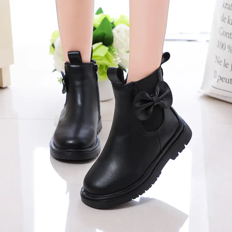 Shangzhou OEM Bota Children's Single Medium Sized Mid-leg Leather Boots