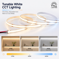 Lampu Strip LED COB CCT 24V CRI95 608LEDs/m 10mm Tunable White FCOB Tape 100m Gulungan Grosir untuk Proyek Hotel CE SASO