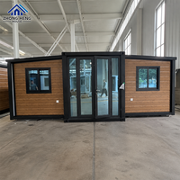 Maison Modulaire Conteneurisée de Luxe Moderne avec Panneaux Muraux Effet Bois et Entrée en Verre pour Villa, Jardin, Maison d'Hôtes, Maison Conteneur