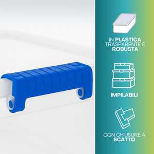 Contenitore Multiuso 56x38.5x29 Cm 43 Litri Trasparente Con Chiusura A Scatto Per Lavanderia E Organizzazione - Product Image 3