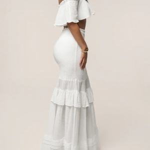 ชุดเซ็ต 2 ชิ้น กระโปรงยาวทรงเข้ารูปเอวสูงจีบสีพื้นใหม่ พร้อมเสื้อแฟชั่นผู้หญิง แต่งระบายชายกระโปรงแบบเค้ก - Product Image 4