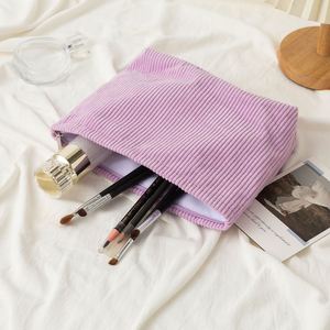 <b>Small</b> Lightweight Fashion Corduroy Women's Cosmetic Bag Set with Zipper Closure for Travel Makeup Storage - Product Image 4