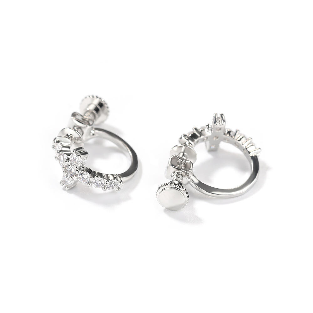 เงิน (ต่างหูไขว้หัวเข็มขัดเกลียวที่เรียบง่าย)