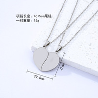 Collier Pendentif Couple Géométrique en Acier Inoxydable Plaqué Or 18K, Gravure Personnalisée, Ensemble Tendance avec Chaîne Maillons pour Fête