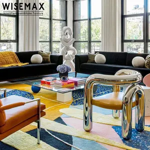 WISEMAX FURNITURE Italian Design New Type Nordic Style Living Room Modern Fiberglass Armrest Shaped Lounge Chair