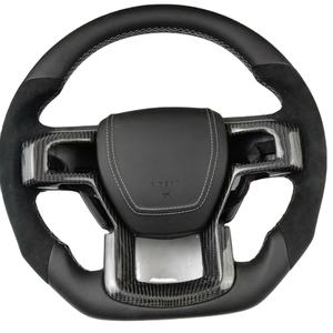 Volant en cuir rouge style sport <span class=keywords><strong>Raptor</strong></span> pour <span class=keywords><strong>Ford</strong></span> Racing Car, matériau en fibre de carbone véritable pour Mustang Focus Ranger - Product Image 2