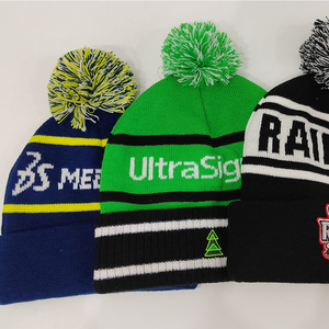 Chapeau d'hiver pour hommes personnalisé OEM Morhair <span class=keywords><strong>Bonnet</strong></span> tricoté avec pompons Chapeau tricoté à imprimé jacquard de sport Accessoire d'hiver chaud - Product Image 2