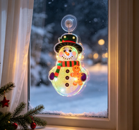 Lumière de Noël en forme de bonhomme de neige à ventouse pour fenêtre, lumière décorative LED suspendue à piles pour fenêtre en verre, décoration de Noël intérieure