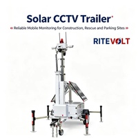 Tour de surveillance mobile solaire CCTV 4K avec caméra de sécurité, panneaux solaires double face, mât de 9 mètres, système d'alimentation solaire, PTZ 2MP