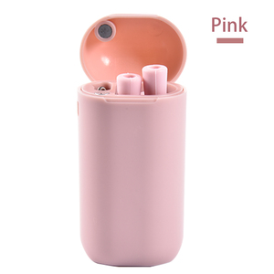 2 X His And Hers Collapsible Straw With Travel Case (Stainless Steel) | Pink And Blue Foldable - View #11