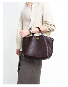 Bolso Tote de Cuero Genuino para Mujer con Asas Dobles, Piel de Vacuno de Grano Completo, Forro de Algodón Puro para Todas las Estaciones, Nuevos Bolsos de Hombro - Product Image 1