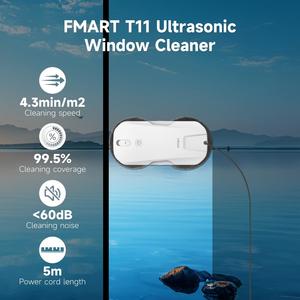 Robot de nettoyage de fenêtres automatique, aspiration variable 2600-3800Pa, réservoir d'eau de 100 ml, pulvérisation ultrasonique, couvre 50 m² ㎡   Nettoyeur de vitres intelligent - Product Image 4