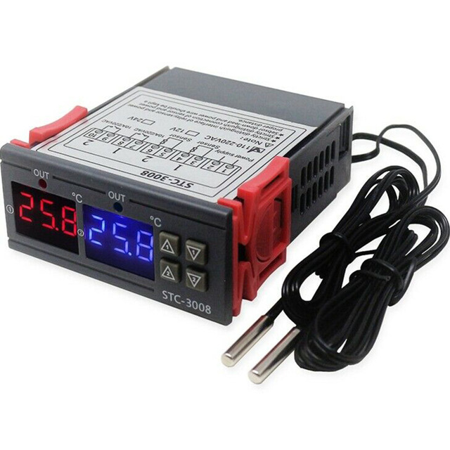 Winston STC 3008 Dual Digital Temperature Controller Two Relay Output 12V 24V 220V LCD Display Industrial Use Heater Cooler Dual