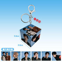 Porte-clés cube numérique en plastique 35 mm avec pendentif photo, merchandising des idoles K-POP en tournée mondiale (AR V, Jimin, J-Hope, Jungkook, Suga, Jin)