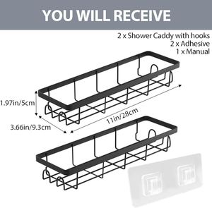 <b>Wall</b> Mounted Silver/Black Classic Metal Bathroom Shelf Free-floating Bathtub <b>Hanging</b> Basket Pot <b>Storage</b> Rack Eco-Friendly - Product Image 2
