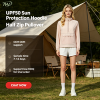 Veste légère et pliable pour femme, à capuche, demi-zip, minimaliste, pour activités de plein air, protection solaire UPF50, randonnée, camping, vente en gros, OEM, faible MOQ