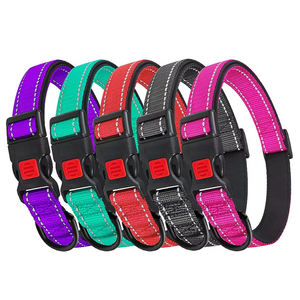 Collar de Perro Ajustable Reflectante Cobello de Nailon con Cierre de Hebilla, Suave, Transpirable, con Decoración de Cintas de Patrón Sólido para Perros Grandes - Product Image 2
