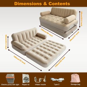 Multi-functional Outdoor Portable Folding Camping <b>Air</b> Couch Lazy Household Flocking Automatic Inflatable <b>Sofa</b> <b>Bed</b> with Pump - Product Image 3