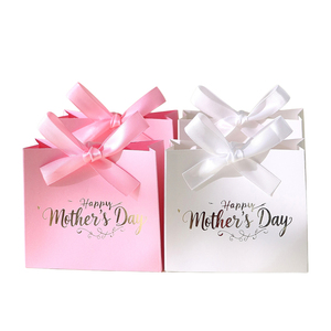 Custom Made <b>Mini</b> Your Own Size Luxury Small Business Elegant Pink Garment Ribbon Shopping Clothing Paper Gift Bags With Logo - Product Image 3