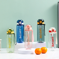 Bouteille d'eau portable transparente personnalisable sans BPA, écologique, avec couvercle à rabat et corde, petite taille, pour usage extérieur