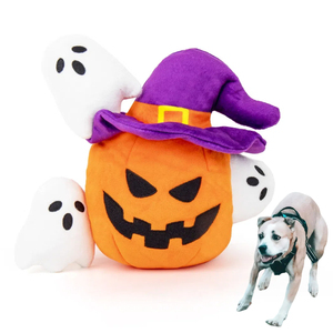 All'ingrosso durevole e sostenibile Set di giocattoli per cani di Halloween zucca fantasma giocattoli cigolanti per animali domestici a nascondino in magazzino - Product Image 1
