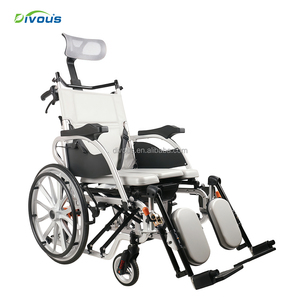 Fauteuil roulant manuel DIVOUS, léger, en alliage d'aluminium, inclinable et pliable, avec frein en U, pour usage domestique et hospitalier. - Product Image 2