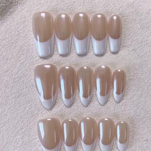Venta al por mayor 10 piezas hecho a mano francés prensa en las <span class=keywords><strong>uñas</strong></span> medio cuadrado redondo reutilizable personalizado <span class=keywords><strong>uñas</strong></span> artificiales OEM embalaje - Product Image 3