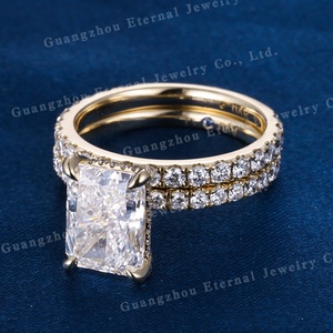 Nhẫn đính hôn bằng vàng khối 10K 14K 18K màu vàng, bạc S925, kim cương nhân tạo mài giác Radiant, chứng nhận IGI, kích thước 0.5ct-3ct, dành cho nữ - Product Image 6