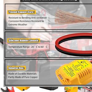 Abrazaderas para Cables de Arranque para Batería <span class=keywords><strong>DeWalt</strong></span> de 20 V, Convertidor a Arrancador de Arranque Automotriz con Cables de 11 AWG y Clips de Loro - Product Image 2