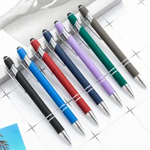 Commercio all'ingrosso di fabbrica colorato liscio continuo inchiostro di scrittura in metallo regalo penna personalizzata a sfera con Logo personalizzato di colore