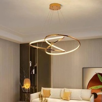 Lustre LED Moderne Simple Élégant Luxe Nordique en Acier Inoxydable Doré à Hauteur Réglable pour Salon et Chambre à Coucher