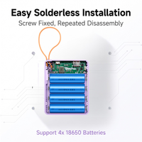 Kit de batterie externe DIY 4 cellules 18650 sans soudure avec 2 câbles intégrés, coque de charge rapide 22,5 W et affichage numérique pour téléphones et tablettes