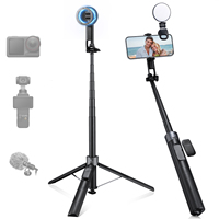 Trépied pour téléphone K&F Concept 72 pouces, 3-en-1, avec clip et bâton de selfie magnétique, télécommande, support de trépied automatique pour téléphone, accessoires avec vis 1/4 pouce