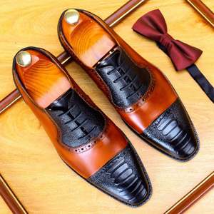 Chaussures Oxford pour homme de luxe haut de gamme, en cuir italien artisanal, multicolores, à bout carré, pour mariage et affaires, automne - Product Image 6