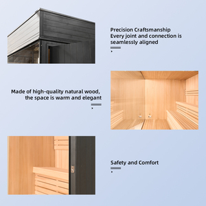 Salle de sauna carrée noire miroir au design moderne, entièrement en bois massif, vente directe <span class=keywords><strong>d</strong></span>'usine, personnalisable - Product Image 5