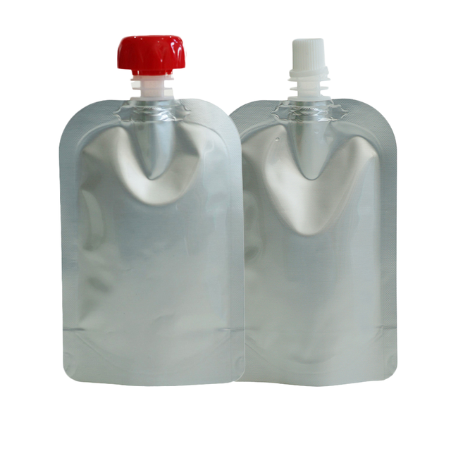 Eco Friendly Food Grade Materials Blank Sliver Custom Printing Moisture Proof Spout Pouch for Milk Drink Fruit Puree Custom Size
