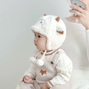 Xi Boyu Gorro de felpa de cordero para bebé con orejeras, gorro cálido de invierno con dibujos animados para niños de 1 a 4 años - Product Image 4