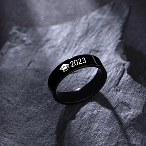 Bague de remise des diplômes bijoux argent noir capuchon diplômé en acier inoxydable bagues pour femmes hommes cadeau - Product Image 2