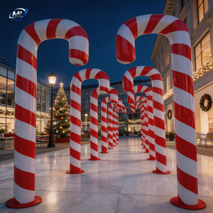 Large Candy Cane Sculpture Red <b>White</b> Fiberglass Holiday Decoration Christmas Event Display - Product Image 2