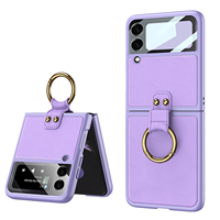 PC dur en cuir PU antichoc avec anneau pour filles et femmes, étui de téléphone portable pour Samsung Galaxy Z Flip 3 Z flip 4 Fold 3 5G