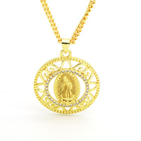 Venditore caldo di lusso vergine maria ciondolo religioso alla moda CZ in metallo ovale forma quadrata gioielli che fanno accessori zircone