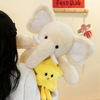 Boneka Gajah Kawaii Grosir, Boneka Gajah Lembut dan Bulu Halus dengan Tas Bintang Kuning yang Dapat Dilepas untuk Dekorasi Sofa, Hadiah Anak-Anak