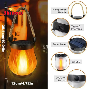 Lámpara Solar con Forma de Llama, Resistente al Agua IP44, Recargable, <span class=keywords><strong>para</strong></span> Jardín, 22 LED Blanco Cálido, 2 Modos, Ángulo de Haz de 360°, <span class=keywords><strong>para</strong></span> Patio - Product Image 3