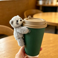 Peluche Kedi Coffee Cup Bear rose cochonnet avec T-shirt, jouets en peluche personnalisables avec logo par transfert pour tasse à café
