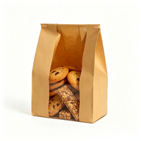 Sachet Doypack en Papier Kraft avec Fenêtre et Fermeture à Lanière, Anti-graisse, pour Biscuits, Pâtisseries et Snacks, Vente au Détail et en Gros