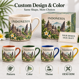 Taza de Cerámica de Recuerdo de Viaje a Asia e Indonesia, Taza de Café de Porcelana con Estampado del Templo <span class=keywords><strong>Borobudur</strong></span>, Regalos de Recuerdo al por Mayor - Product Image 2