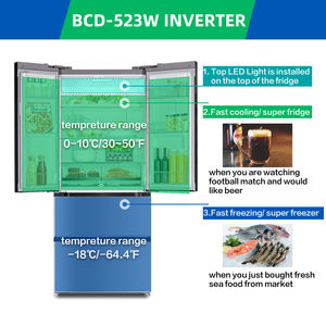 Réfrigérateurs à porte française de luxe 510L, réfrigérateur de haute qualité à onduleur pour la maison, prix d'usine, OEM, réfrigérateur domestique BCD-523W - Product Image 3