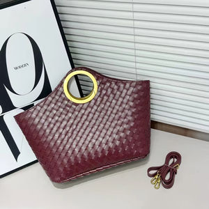 Kadın moda boy dokuma el el çantası yuvarlak kolu ve uzun çıkarılabilir kayış bayanlar 2 parça Set çanta ile Guangzhou - Product Image 1